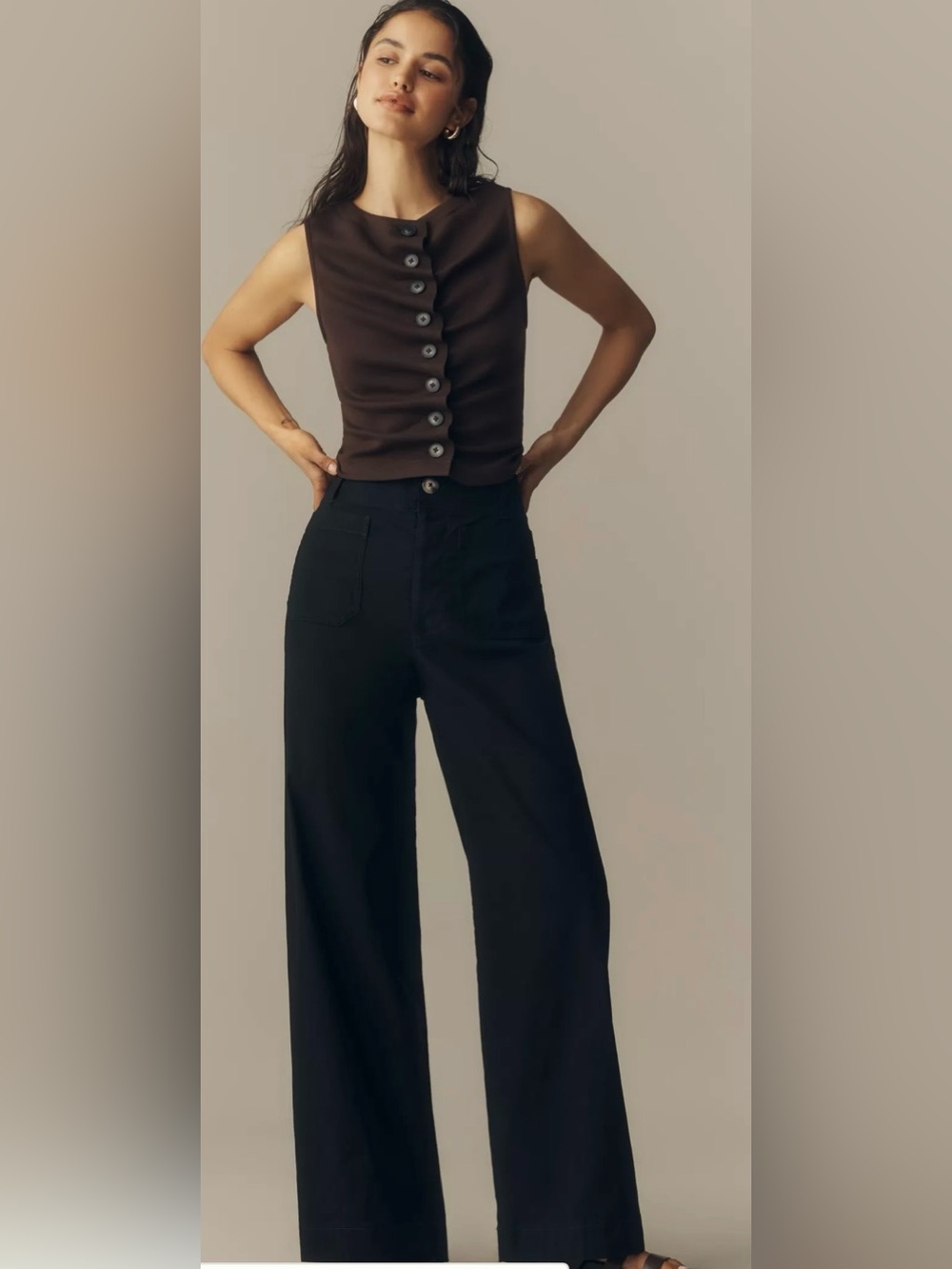 Anthropologie Maeve The Colette Black High-Rise Wide Leg Pants
